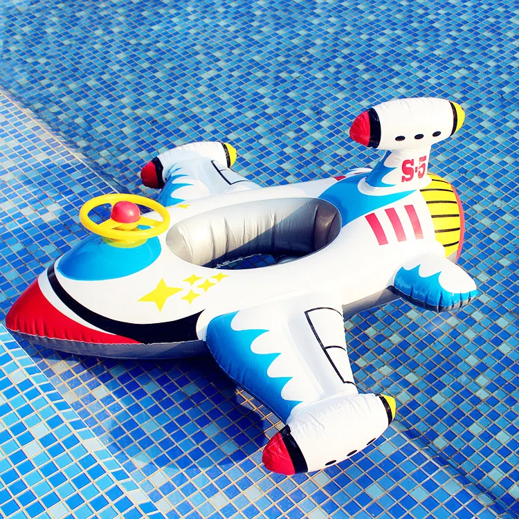 Pvc Cartoon Water Floating Pool Toy Inflatable Airplane Pool Float For Kids