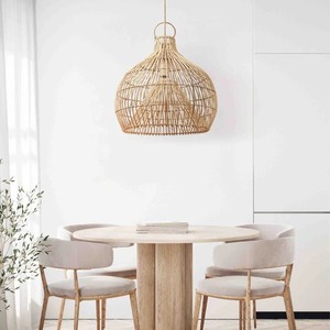 Lámpara colgante de cúpula de ratán Serena tejida a mano, lámpara de ratán de techo Natural bohemio para comedor, cocina, sala de estar, dormitorio, decoración del hogar - Product Image 3