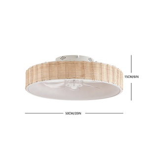 Nordique LED ventilateur de plafond moderne télécommande intelligente bambou tissé <span class=keywords><strong>abat</strong></span>-<span class=keywords><strong>jour</strong></span> trois couleurs gradation application Mobile pour décor de chambre - Product Image 3