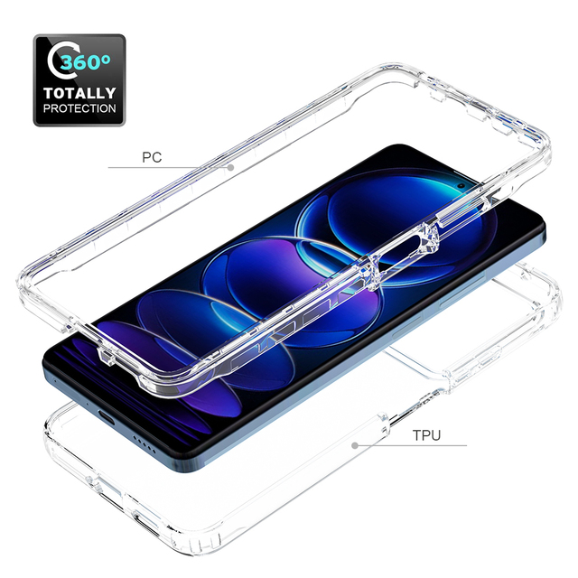 360 Full Body TPU Phone Case for Xiaomi Poco X5 X4 M4 for Redmi Note 12 Pro 1110C 10A 9A 10T Transparent Mobile Phone Cover