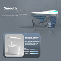 WC intelligent de luxe avec bidet intégré, à fixation au sol, chasse d'eau automatique, siège chauffant, lavage à l'eau chaude, séchage à l'air, désodorisation et télécommande