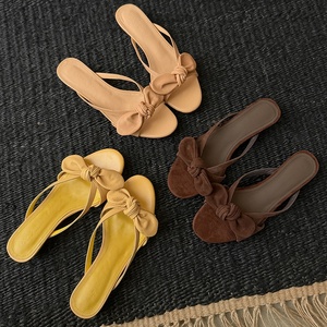 WETKISS <span class=keywords><strong>Sandalias</strong></span> de cuña baja de gamuza con lazo estilo francés para <span class=keywords><strong>mujer</strong></span>, <span class=keywords><strong>sandalias</strong></span> de verano sin cordones con punta abierta para playa, venta al por mayor - Product Image 2
