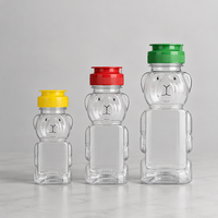 Botella de Plástico Transparente con Forma de Oso, de Grado Alimenticio, con Tapa de Rosca, para Miel, Leche, Jugo, Té, para la Cocina