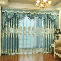European Style Embroidered Blackout Curtains with Valance