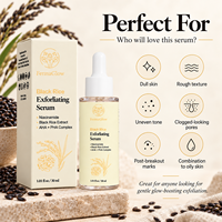 Sérum Visage Éclaircissant et Exfoliant au Riz Noir Fermenté, Niacinamide, AHA, PHA – Huile Nettoyante Pores, Équilibrante et Lissante pour la Texture