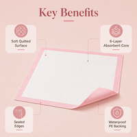 Tapis d'entraînement jetables roses pour animaux de compagnie, marque privée, haute absorption, pour l'éducation des chiots et la protection domestique