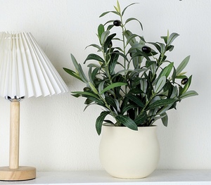 Bonsai di Ulivo Artificiale, Pianta Verde Simulata con Foglie di Mela, Decorazione per Tavolo da Pranzo e Ufficio, Piante in Vaso di Ceramica con Limoni - Product Image 5