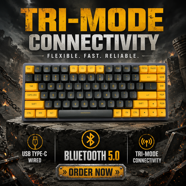 Premium Tri-Mode RGB Mechanical Keyboard 84-Key Compact for 5.0 2000mAh Battery Customizable Lighting Speed Control