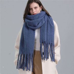 Écharpe élégante en acrylique pour l'hiver, châle pashmina, foulard uni de luxe pour femmes, en cachemire - Product Image 2