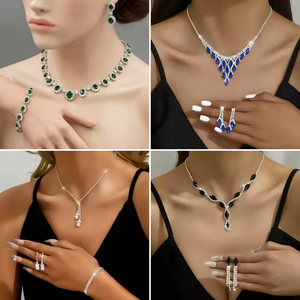 जिये कस्टम गहने निर्माता ओएम/ओडम वाटरप्रूफ गहने सेट नेकलेस और बालियां और कंगन और छल्ले और छल्ले के सोने के प्लेटेड फैशन गहने - Product Image 2