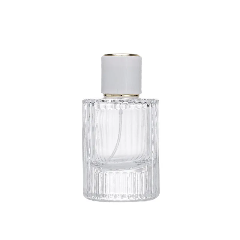 Bouteille de parfum en verre 30ml 50ml 100ml ligne verticale fond épais distributeur de cosmétiques bouteille vide en verre de pulvérisation fine
