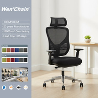 Chaise de bureau ergonomique de direction de luxe confortable à dossier haut en maille réglable en hauteur avec support lombaire