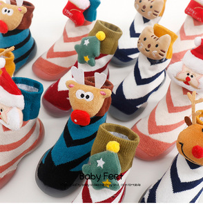 Nouvelle arrivée De Noël pré walker bébé chaussette chaussures Décoré avec 3D animaux de bande <span class=keywords><strong>dessin</strong></span>ée - Product Image 3