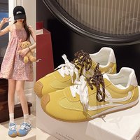 Baskets sportives rétro pour femmes, légères et respirantes, à double lacet, style vintage, chaussures décontractées à tige basse, en PU et PVC