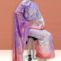 Tissu Floral en Voile Japonais Imprimé Numérique Personnalisé avec Estampage à Feuille d'Or pour Femmes Africaines de Dubaï, Somaliennes, Dirac et Soudanaises Toub