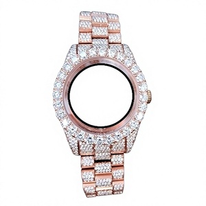 Montre mécanique automatique de luxe vintage pour homme en acier inoxydable or rose de haute qualité avec boîtier rond et diamants Moissanite - Product Image 1