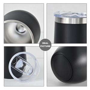 12oz Egg Shaped Stainless Steel Wine Tumbler Travel Coffee Mug <b>Slide</b> Lid Double Wall Vacuum Insulated Leak-Proof Cup for - Product Image 4