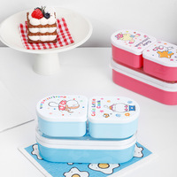 Boîte à lunch portable pour enfants, double couche, en plastique PP, avec sac, pour pique-nique scolaire
