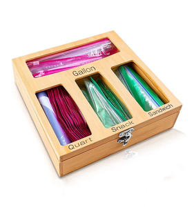 Porta Bolsas de Bambú Pulido Reutilizable Compatible con Ziploc, <span class=keywords><strong>Solimo</strong></span>, Glad, Hefty para Galones, Decoración del Hogar - Product Image 4