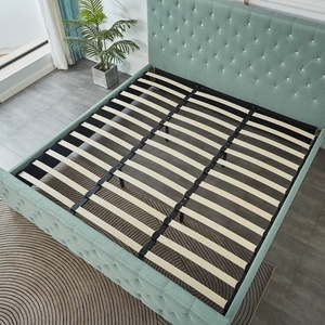 Cama Moderna King Size con Cabecera Tapizada en Terciopelo Verde, Estructura <span class=keywords><strong>de</strong></span> Madera Suave, Estilo Hotel - Product Image 3