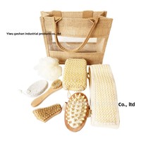 Ensemble de bain sept pièces pour adultes : Éponge exfoliante, brosse de douche, sac en pierre ponce, boule de bain, débarbouillette, ensemble cadeau spa pour massage corporel en nylon