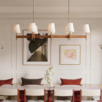 Lustre suspendu moderne et décoratif pour salon, grand luminaire commercial d'intérieur en lin