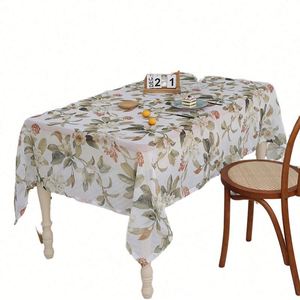 Polyester Linen Blend Square Tablecloth, Floral Forest Print, Anti-slip Dustproof Washable Pastoral Decor for Home Hotel - Product Image 1