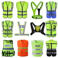 Vente en gros de logo personnalisé Veste de sécurité haute visibilité Gilet de sécurité en nylon avec lumières LED et ceinture réfléchissante de course en maille