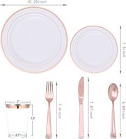 Ensemble de vaisselle jetable YACHEN en plastique rose doré et argenté, 175 pièces, assiettes et gobelets de luxe pour mariages et anniversaires