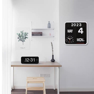 2023新しいトレンドの壁掛けフリップダウン時計カレンダー多機能高級リビングルームデスクテーブルクロック - Product Image 3
