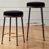 Tabouret de bar haut en fer antique avec dossier et repose-pieds, sans accoudoirs, pour hôtel, salle à manger, salon, bar à domicile