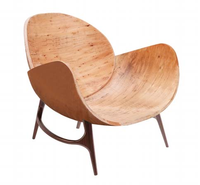 Chaise de détente avec dossier et assise en contreplaqué moulé pour salon, hall d'hôtel et zone de réception
