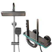 Ensemble de douche rond en laiton véritable de luxe léger avec cartouche céramique, jets de massage et fonction pluie pour salle de bain domestique