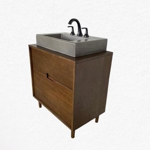 Viet Nam Custom Modern Home Furniture Concrete Top Acacia Leg Bathroom <b>Sink</b> Cabinet <b>for</b> Hotel and Villa Washbasin Vanity - Product Image 5
