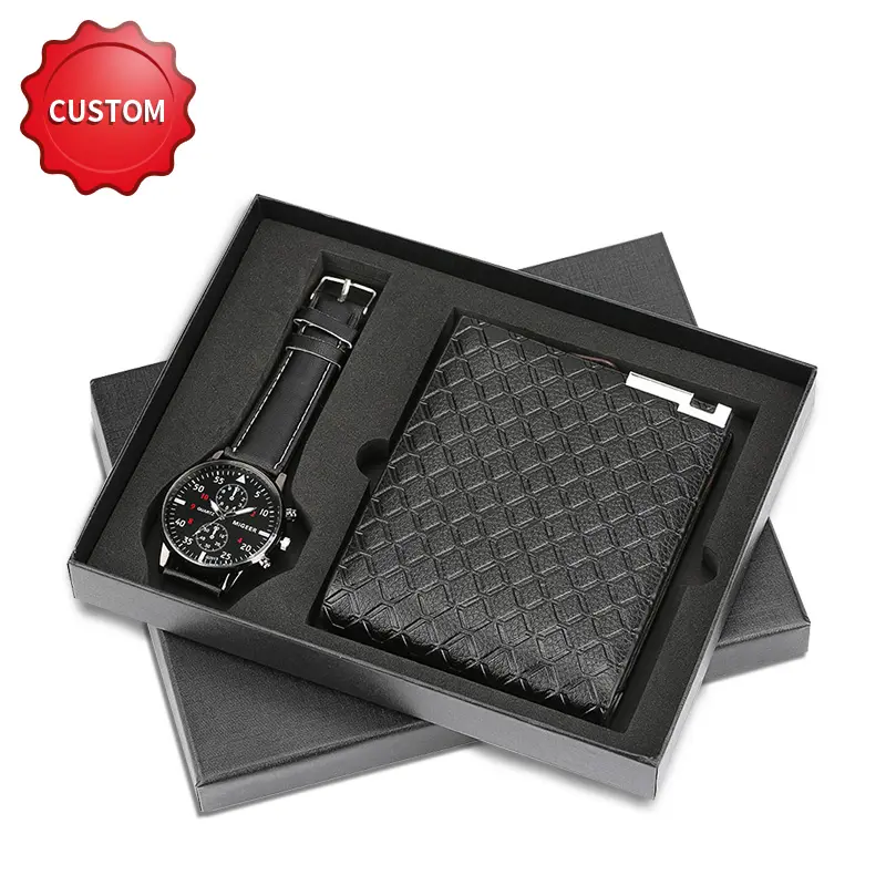 Men's gift set Exquisite packaging watch wallet set custom leather Wallet Father's Day Gift