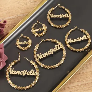 Gioielli di moda orecchini personalizzati con nome del cerchio orecchini a grappolo d'oro boccioli orecchini femminili gioielli per donne regalo per ragazze