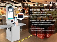 Support de commande d'une seule pièce en gros 24 pouces debout 4G qr code visage numérisation kiosque de caisse automatique pour supermarché