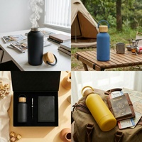 Termo de Acero Inoxidable Estilo Americano de 350 ml, Doble Capa, Boca Pequeña, Tapa de Bambú, Botella de Agua, Regalo para Deportes al Aire Libre