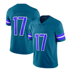 Maillot de football américain en gros de haute qualité, respirant, imprimé, 100 % polyester, grande taille, manches courtes, col en V, personnalisé - Product Image 4