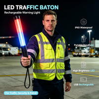 Bâton de signalisation routière multifonctionnel LED rechargeable haute intensité en PC/ABS de 30 cm pour la sécurité nocturne, la patrouille et la construction routière