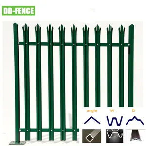 BS1722 Bent Top Black Powder Coated Wrought Iron Spear Top W Pale Steel Palisade Security Fencing for Tower Project