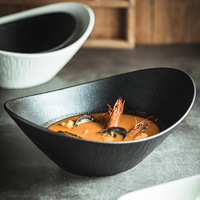 Bol en céramique de style japonais minimaliste avec couleur sous-glaçure pour salade, fruits, légumes, utilisation au micro-ondes