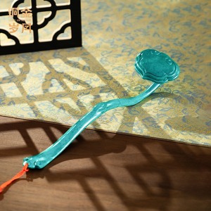 Adorno Ruyi de cobre y oro, color turquesa, decoración para mesa, decoración para el hogar, regalo de Año Nuevo Chino - Product Image 4