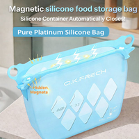 Tas Silikon Lipat Reusable Ramah Lingkungan Bebas BPA LFGB untuk Anak-Anak, Tas Selempang Pantai, Tas Kosmetik, Tas Makan Siang, Tas Makanan, dengan Logo Custom
