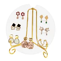 earring display stand/rack jewelry stand 6 pairs round plate display acrylic earring display with metal frame