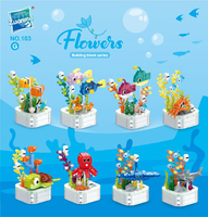 Blocs de construction Fleurs Pot de fleurs artificiel Plante Enfants Assemblage Puzzle Jouet DIY Cadeau Décoration de la maison