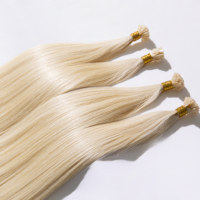 Extensions de cheveux vierges bruts non traités à pointe plate pré-collée, en cheveux humains naturels d'Italie, saines, blondes, à la kératine, pour la vente en gros