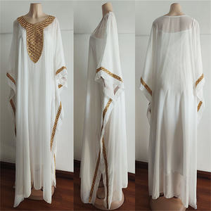 Stock en vrac Caftan Vêtements islamiques Boubou Kaftan Robe <span class=keywords><strong>Djellaba</strong></span> Dubai Abaya Robe maxi musulmane en <span class=keywords><strong>mousseline</strong></span> de soie Robes africaines pour femmes - Product Image 5