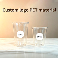 Gobelets en plastique PET transparents jetables à paroi simple, imprimés sur mesure, de qualité alimentaire, 500 ml, 700 ml, 16 oz, 24 oz, pour Bubble Boba, thé au lait, café
