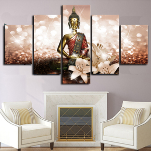 Hd <strong>Painting</strong> <strong>Canvas</strong> Panel Custom Decoration Indian <strong>Buddha</strong> Painter House Decoration Bedroom Picture Print 5 Piece Wall Art - Product Image 6